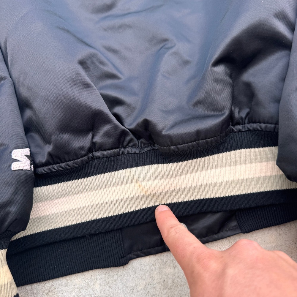 Vintage‎ Starter Los Angeles Kings NHL Satin Varsity Bomber Jacket Black X 90sL - Picture 7 of 11